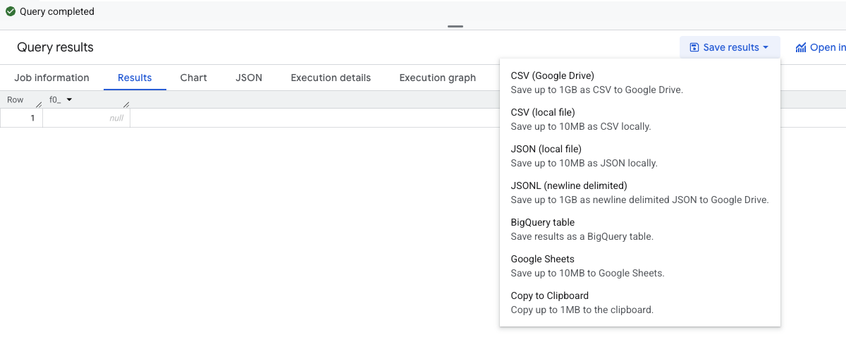 Save resultsの画面